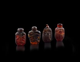 Four Chinese amber snuff bottles, 20th century