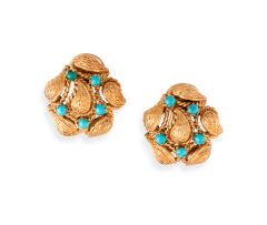 Pair of Italian turquoise and gold earrings