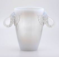 An opalescent and clear glass vase, 20th century