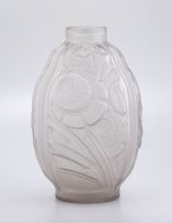 A frosted glass vase, possibly French, 1930s
