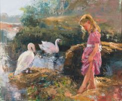 Mari Vermeulen-Breedt; Young Girl with Swans