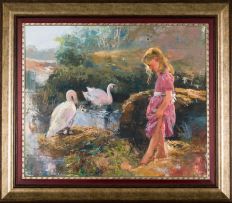 Mari Vermeulen-Breedt; Young Girl with Swans