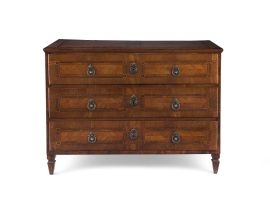A walnut and fruitwood inlaid commode, 18th century