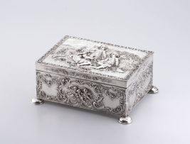 A Continental silver casket, late 19th century, .800 standard