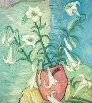 Alexis Preller; St Joseph's Lilies in a Pink Vase