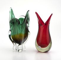 A Seguso red and clear sommerso glass vase, Murano, 1960s