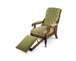 A William IV mahogany reclining armchair by George Minter