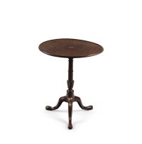 A George III mahogany and inlaid tilt-top tripod table, 19th century