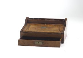A Colonial teak travelling desk, 19th century