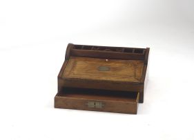 A Colonial teak travelling desk, 19th century