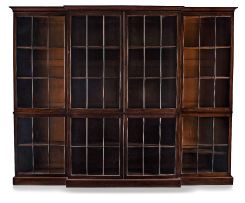 A mahogany breakfront bookcase, 19th century