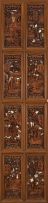 Eight Chinese carved fruitwood panels, 20th century