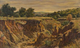 Erich Mayer; Landscape with Eroded Watercourse