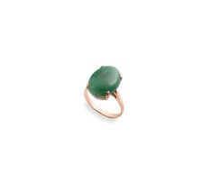 Green jade and gold ring