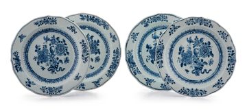Four Chinese Export blue and white dishes, Qianlong (1735-1796)
