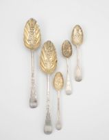 A pair of George III silver berry spoons, William Eley, William Fearn, London, 1813