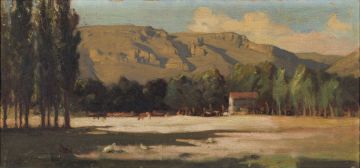 Walter Gilbert Wiles; Farm Landscape with Mountain