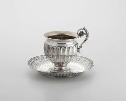 A German silver cabinet cup and saucer, Dresden, 18th century