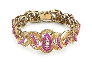 Ruby, diamond and gold bracelet, 1970s
