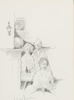 Alexander Rose-Innes; Pencil drawing, three figures (study)