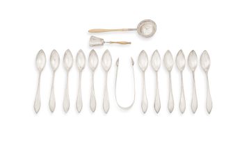 A set of Dutch silver and ivory-mounted tea-making accoutrements, late 19th/early 20th century, .833 standard