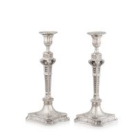 A pair of Neo-Classical style silver candlesticks, maker's mark, possibly an unrecorded mark of Wolf & Knell, Hanau, circa 1905
