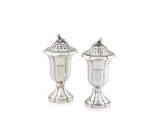 A pair of Colonial Indian silver pepper pots, Charles Nephew & Co, Calcutta, mid 19th century