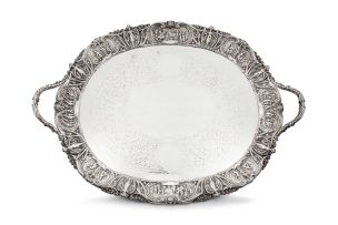 A Victorian silver-plate two-handled presentation tray, possibly Bradbury & Sons, 24 August 1861