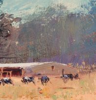 Christopher Tugwell; Farm Scene with Cows