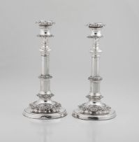 A pair of Victorian Sheffield silver-plate telescopic candlesticks, 19th century