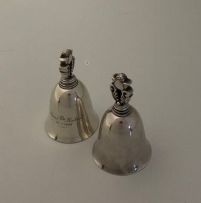 A pair of Georg Jensen silver Acorn Pattern table bells no. 204, designed by Johan Rohde, Denmark, .925 standard