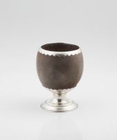 A Colonial silver-plated mounted coconut cup, early 19th century