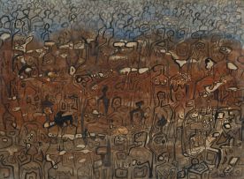 Gordon Vorster; A Crowd of Figures in a Landscape