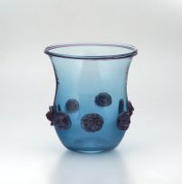 A Shirley Cloete blue and amethyst glass vase, 1990