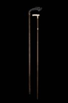 A Victorian lady’s gold-mounted, ivory and bamboo walking stick, W H Carrington & Co, Birmingham, late 19th century