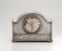 An Edwardian silver-plate mantel clock, Hamilton & Inches, Edinburgh, early 20th century