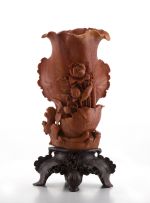 A Chinese soapstone vase and stand, 20th century