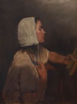 Peter Szule; Young Girl Admiring Herself in a Mirror