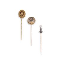 Three mourning stick pins, 18th-19th century