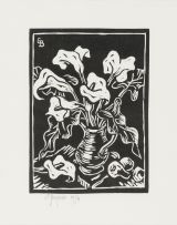 Gregoire Boonzaier; Arum Lilies; Deciduous Tree; Three Trees with Village; Still Life with Pig's Ear Plant (Cotyledon orbiculata); Donkey Cart, five