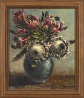 Otto Klar; Proteas in a Blue Vase
