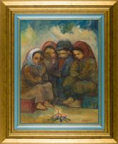 Amos Langdown; Four Children around a Fire