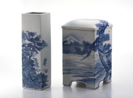 A Japanese blue and white jubako, 20th century