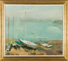 Clement Serneels; Yachts on the Shore