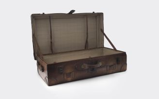 A Chinese leather suitcase, early 20th century