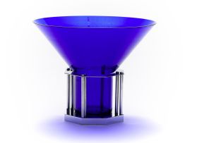 A Carlo Moretti chrome and blue-glass centrepiece, Italian