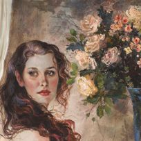 Mari Vermeulen-Breedt; Portrait of a Woman with Flowers