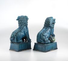 A pair of Chinese turquoise-glazed Dogs of Fo, modern