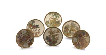 Four Japanese Satsuma earthenware saucer dishes, Meiji period (1868-1912)