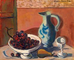 Maurice van Essche; Still Life with Grapes and Jug